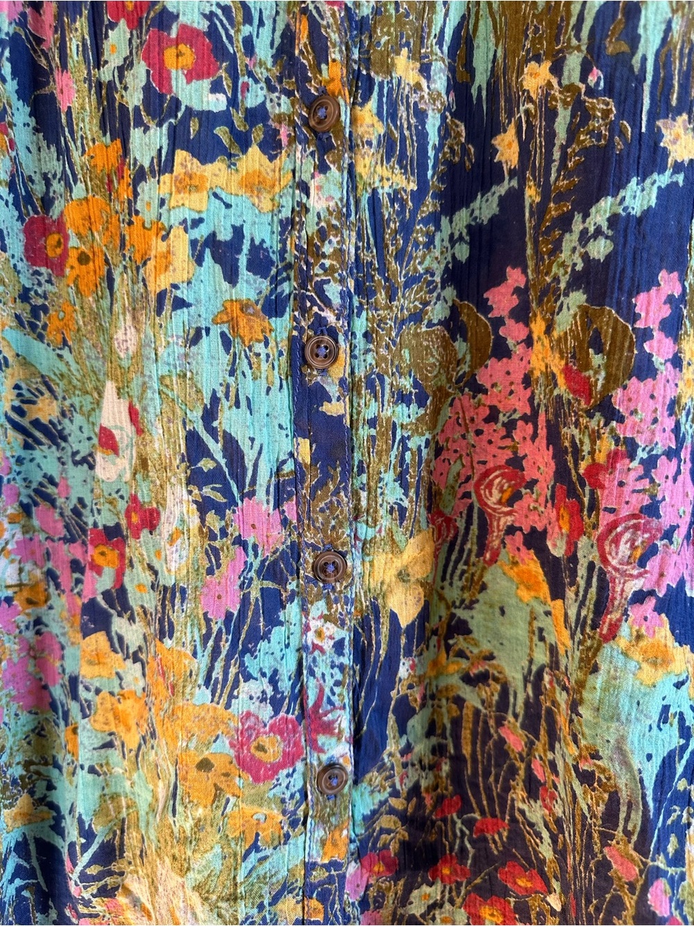 Anthropologie Pilcro Floral Batwing Peasant Blouse 100% Cotton Boho Medium - Picture 6 of 12